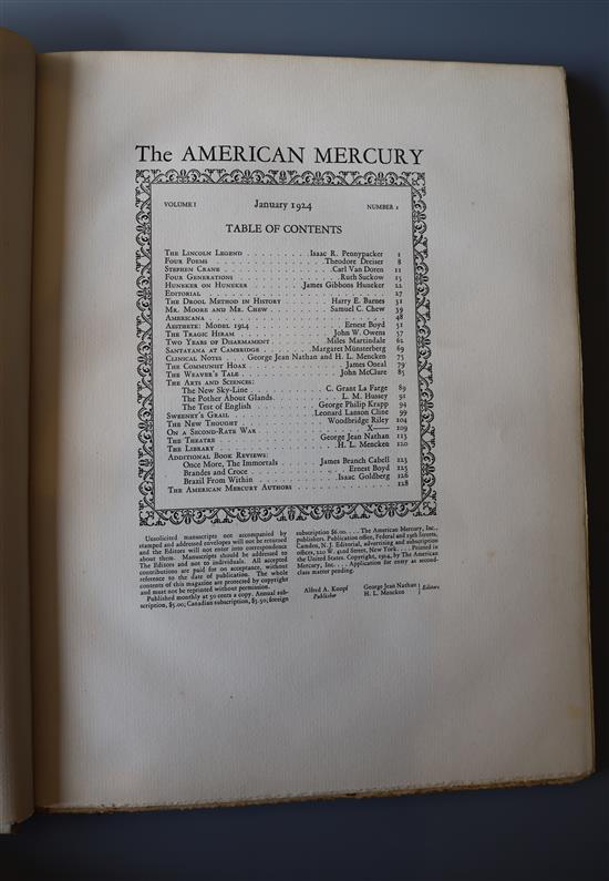 American - The American Mercury: A Monthly Review, one of 200, large paper copies of Vol I, No.I, edition by